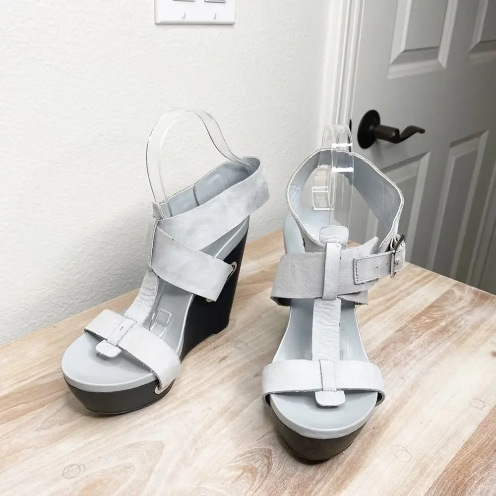 United nude leather adjustable abstract leather heels wedge size 38